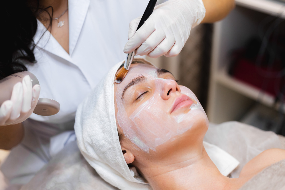 Client receiving a facial treatment at Bar Beauty at Alta Moda