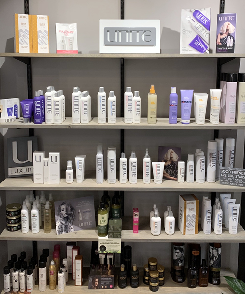 Retail hair care products at Bar Beauty at Alta Moda